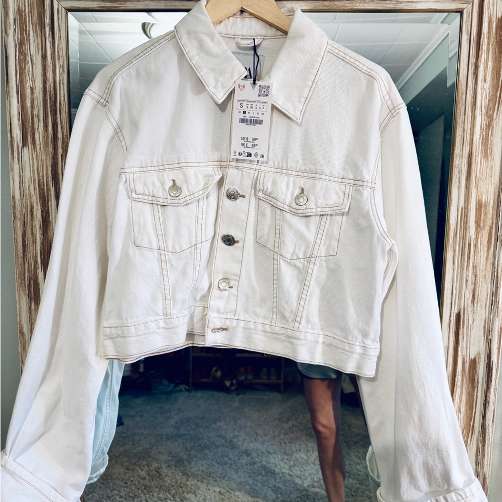 Zara Off-White Denim Jacket
